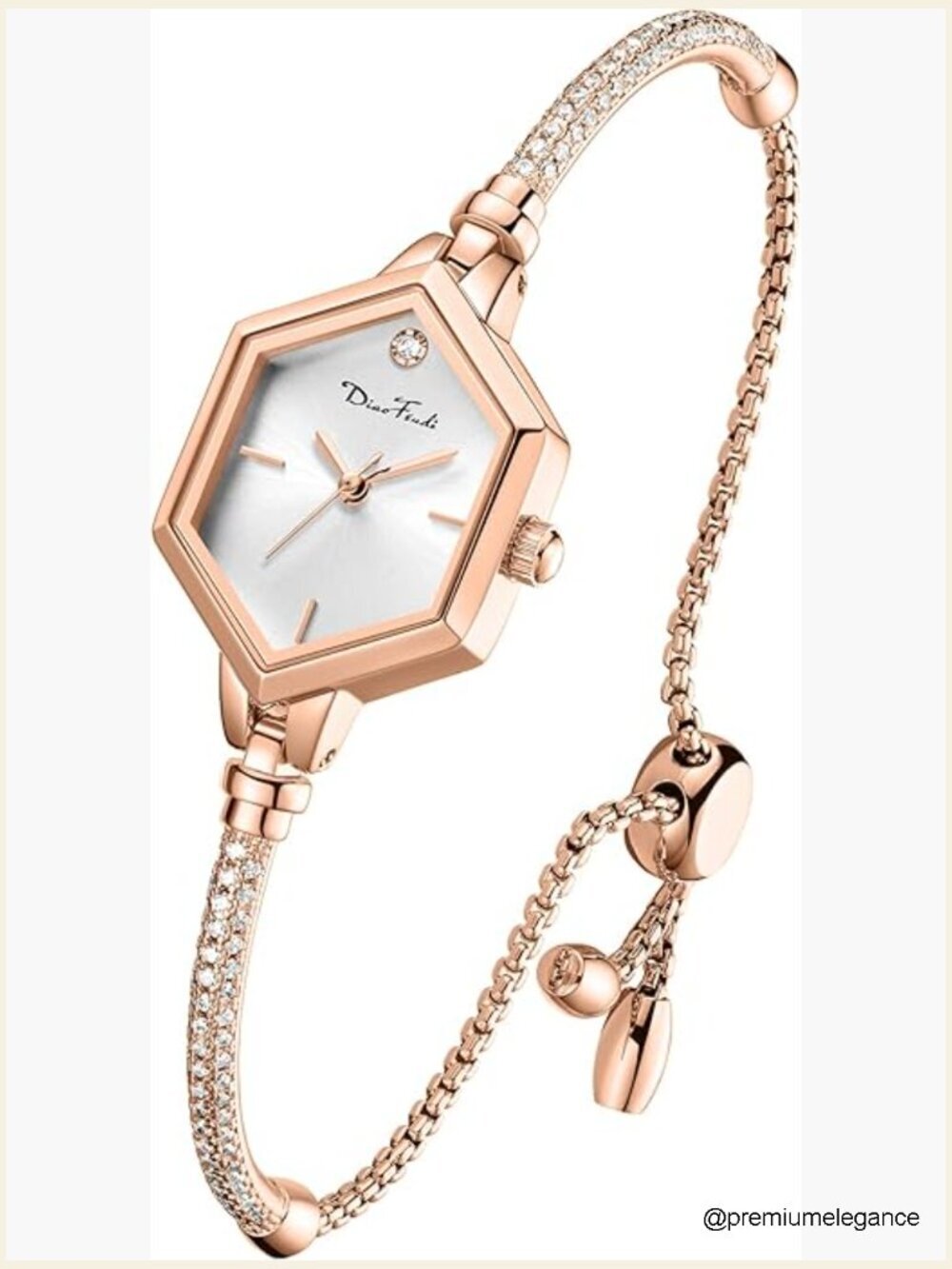 Rose Gold Mini Diamond Dress Watch for Women - Waterproof Analog Bracelet Watch